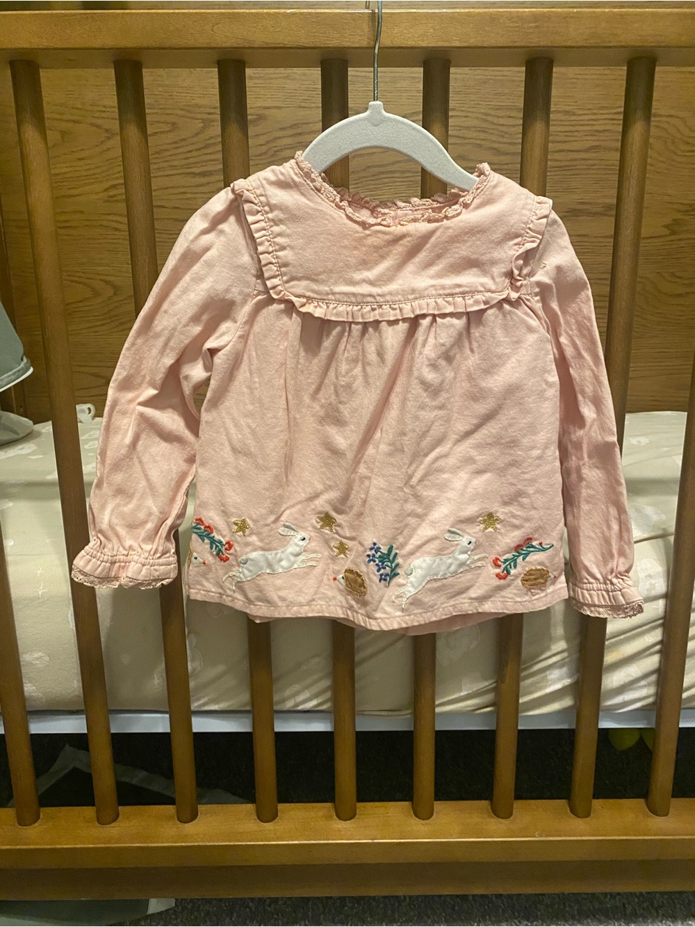 Baby Boden Pink Embroidered Animal Long-Sleeve Top